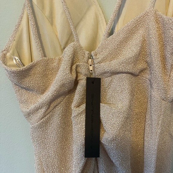 Gabriela Light Gold Deep V Glitter Bodycon Mermaid - Picture 5 of 5